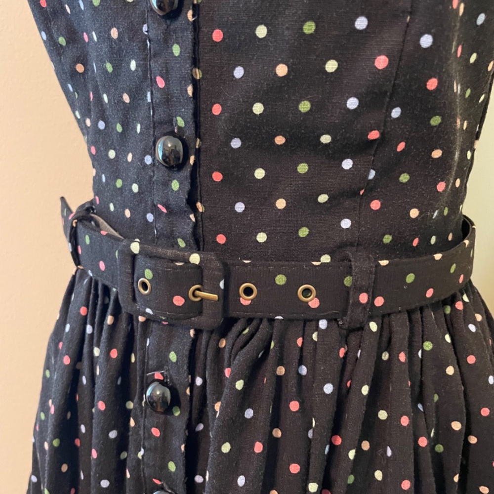 Collectif Polka Dot Dress with belt - altered smaller UK 10 Small - Picture 7 of 14